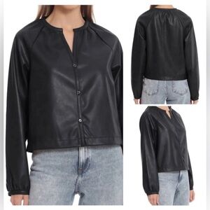 Avec Les Filles Black Leather Shirt